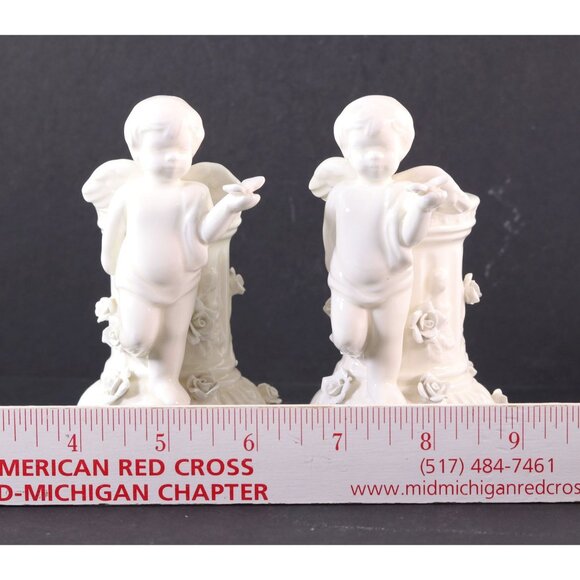 Avon China Cherub Angels Vintage Candlestick Holders Set Of 2 1990s - Picture 3 of 10